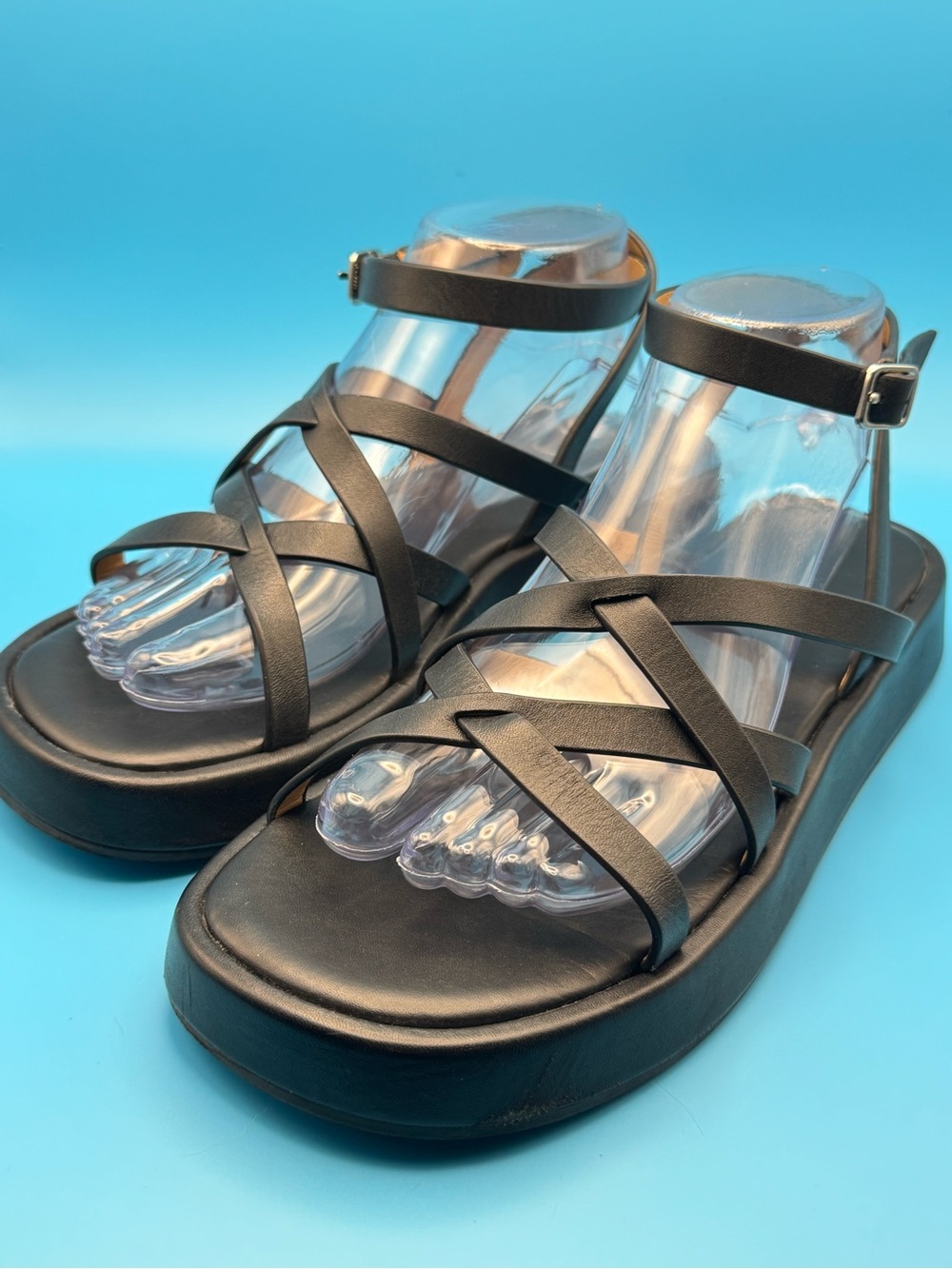 Madewell Black Strappy Platform Sandals - Women's Size 8